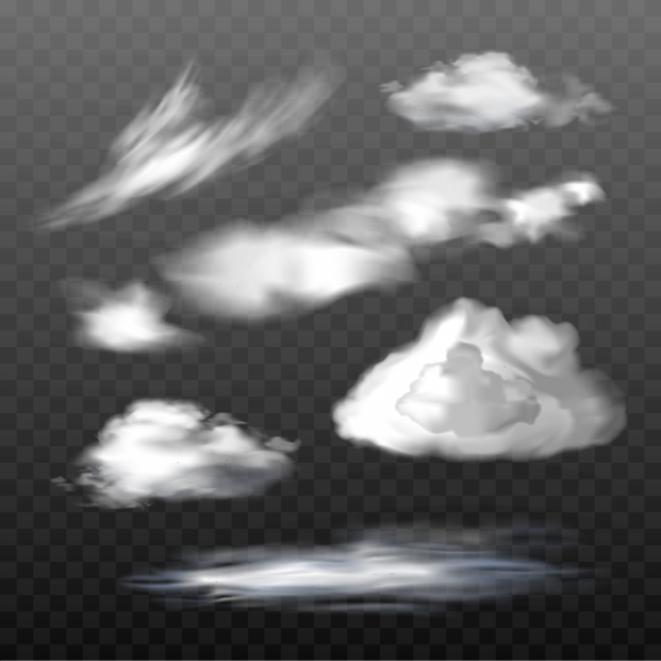 一组不同类型的半透明云