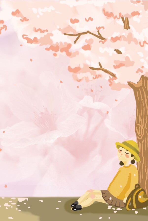 日系樱花可爱背景海报
