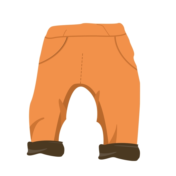 手绘橙色裤子插画