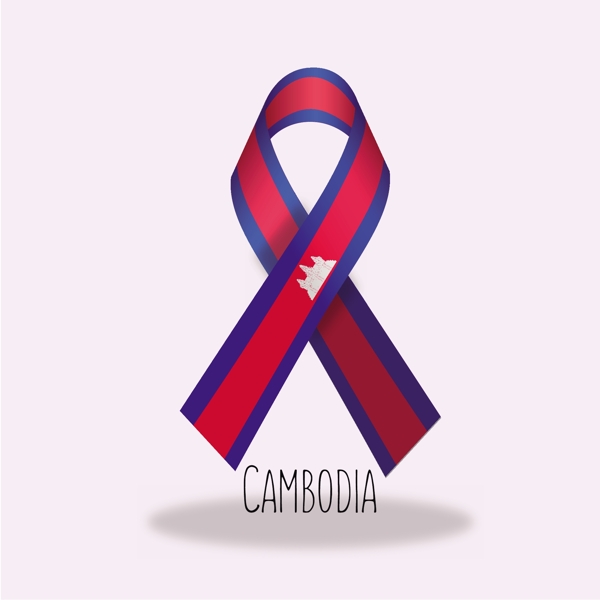 柬埔寨国旗丝带设计矢量素材