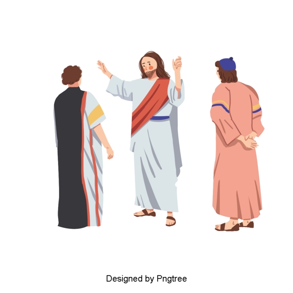 耶稣的手绘插图和人民传教士