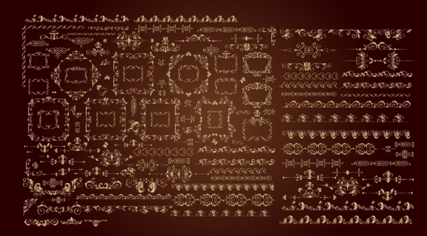矢量金色花边100例图片