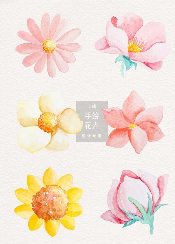 小清新水彩手绘花卉
