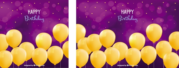 黄色气球紫色背景