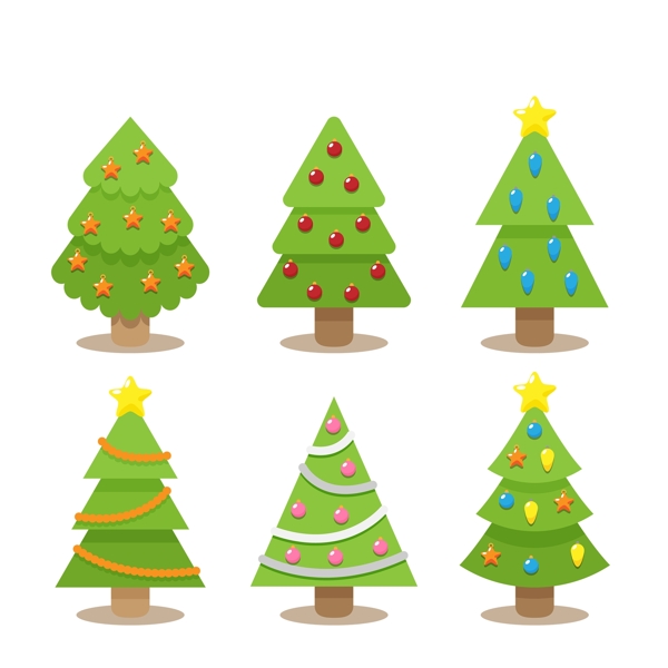 黄绿色卡通圣诞树免抠psd透明素材