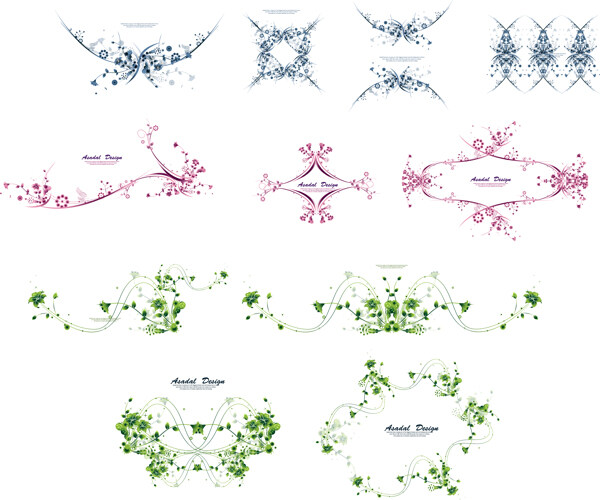 可爱花纹设计矢量图下载