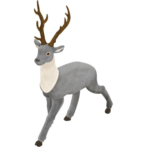 圣诞节圣诞夜圣诞鹿动物形象场景手绘插画