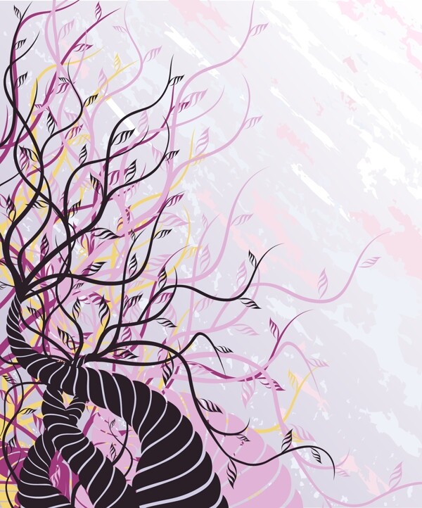 紫花树纹矢量图