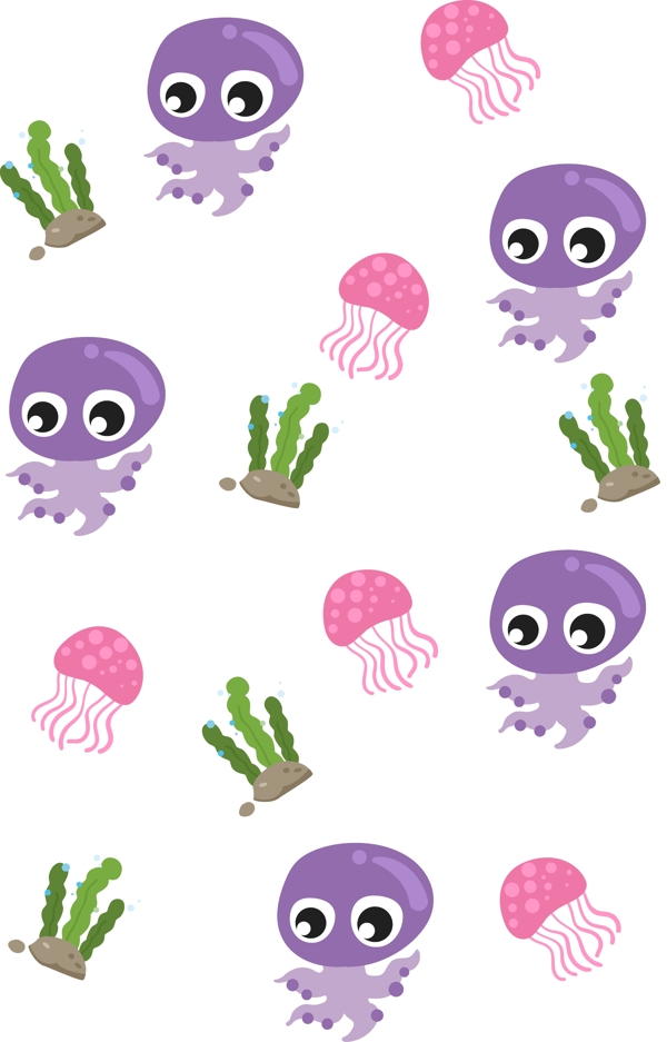 紫色的章鱼底纹插画