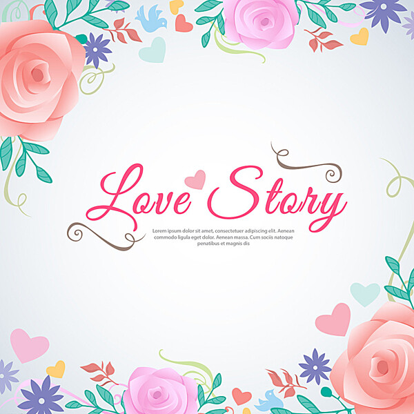 玫瑰花边爱情故事背景图片