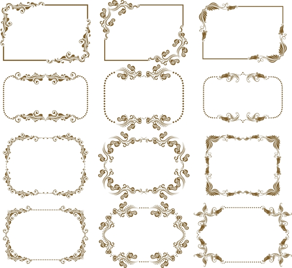 12款复古花纹装饰框矢量素材图片
