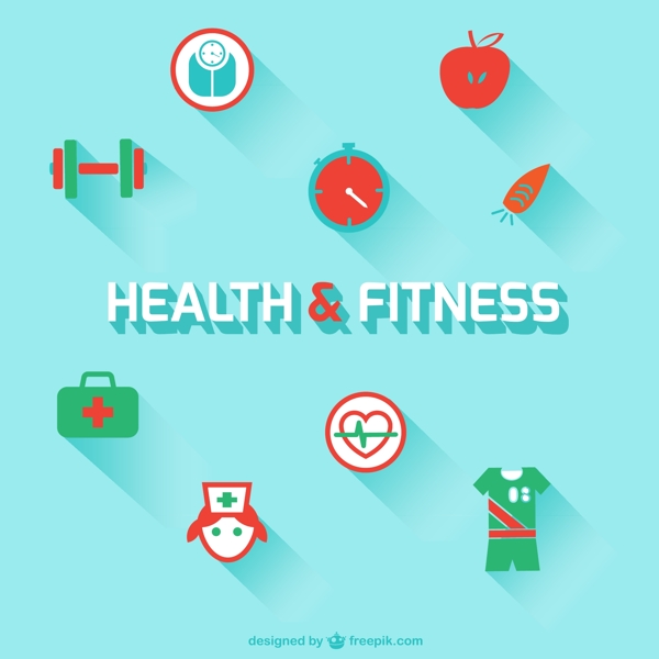 精致健康与健身图标背景矢量素材