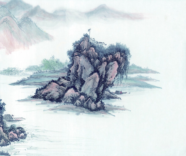水墨风景中式国画图案