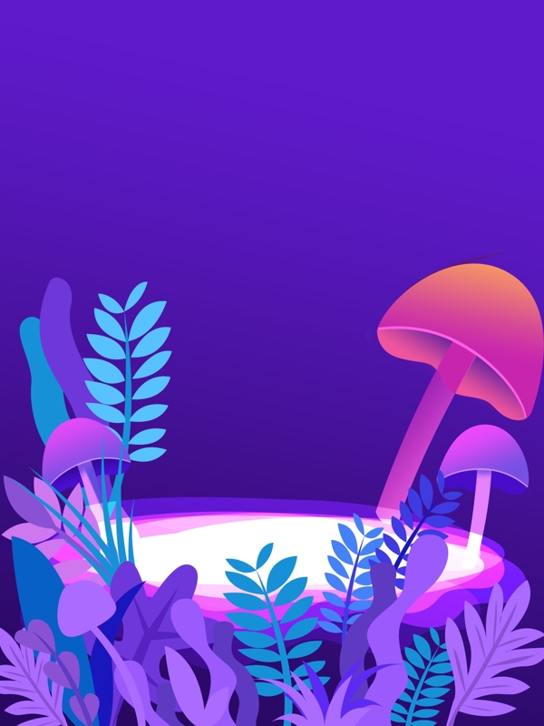 梦境紫色花卉植物插画背景