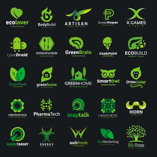 多款绿色英文logo素材