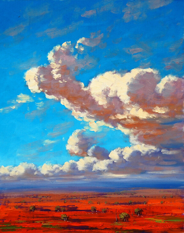 油画沙漠云彩图片