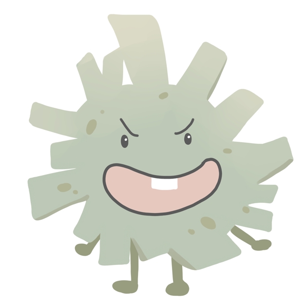 龅牙蓝色的细菌插画