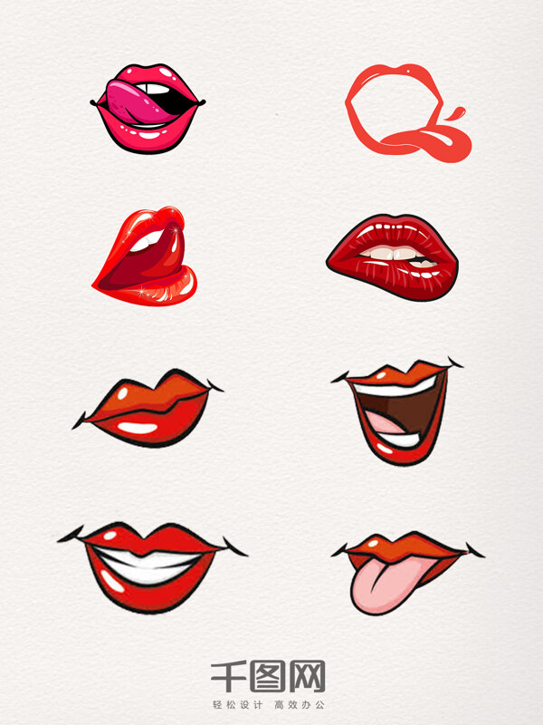 一组女性红唇手绘图片
