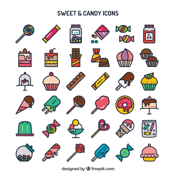糖果和糖果图标收藏