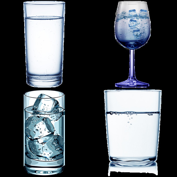 四个玻璃杯免抠png透明图层素材
