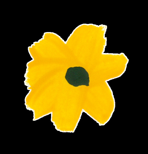 黄色涂鸦花卉卡通透明素材