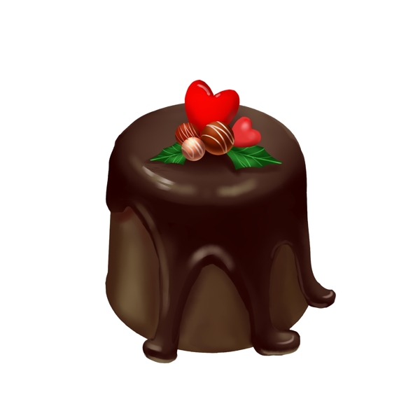 手绘写实可爱巧克力蛋糕原创