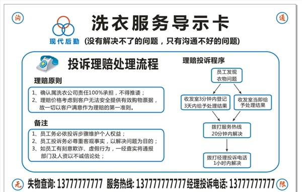 洗衣服务导示卡