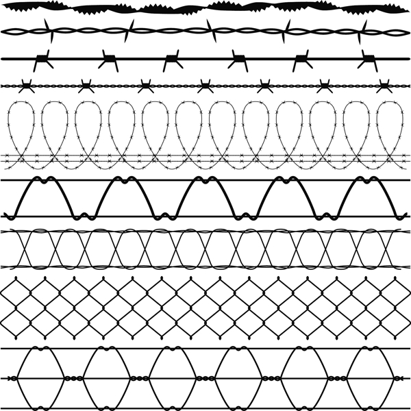 公园铁丝网黑白元素设计矢量素材