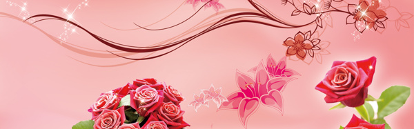 玫瑰粉色温馨背景banner