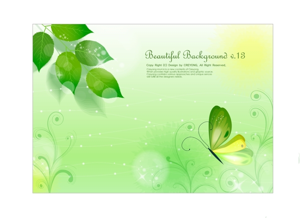 蝴蝶花朵绿叶图案背景设计矢量素材2