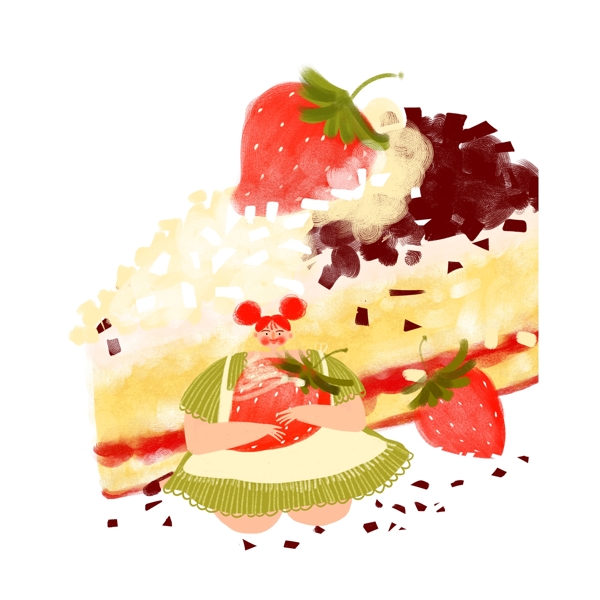 美味草莓蛋糕设计元素