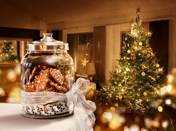圣诞节饼干与圣诞树图片