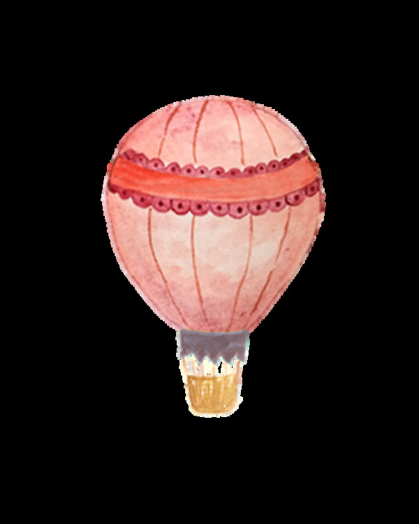 粉色花边热气球卡通透明素材