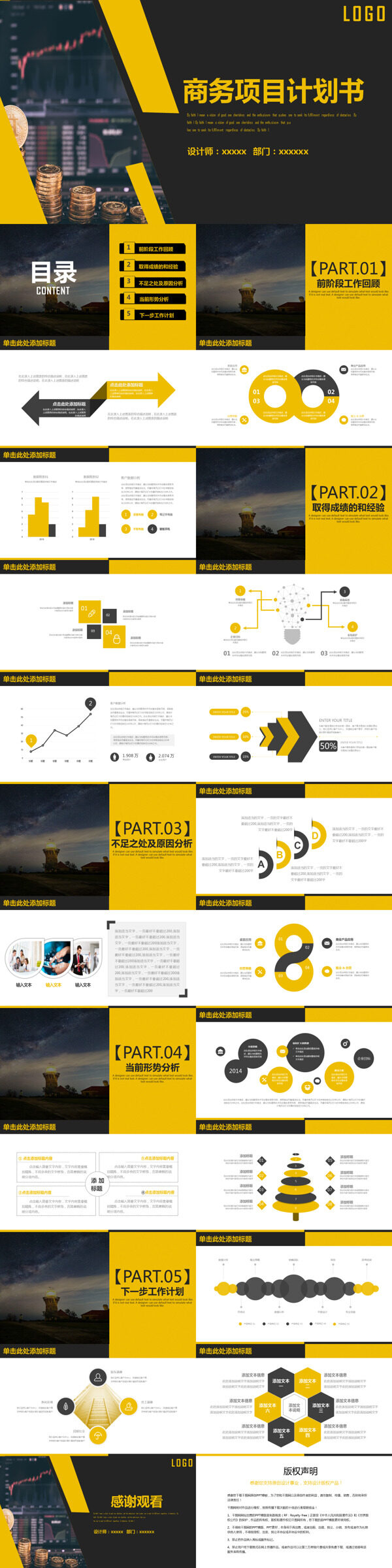 2018黄色商务项目计划书PPT模板