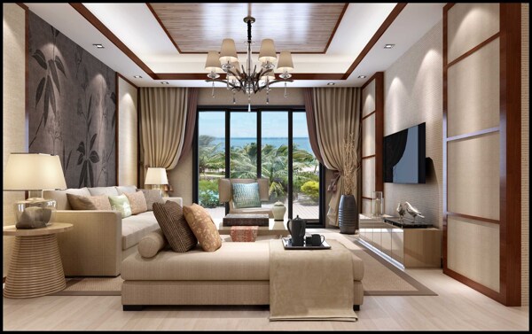 现代欧式客厅沙发实景图