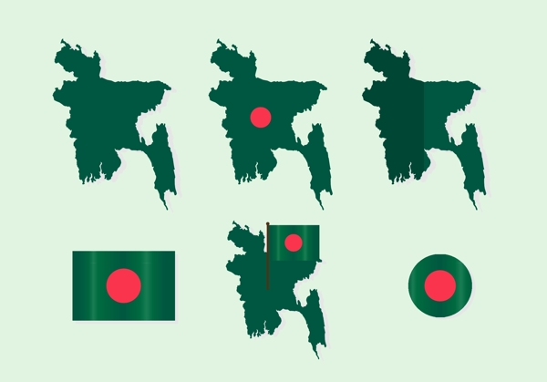 带有标志向量集的孟加拉地图