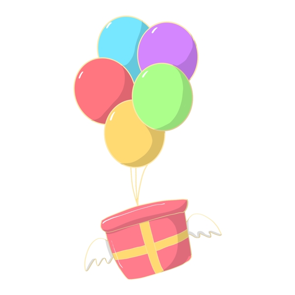 粉色的气球礼物插画