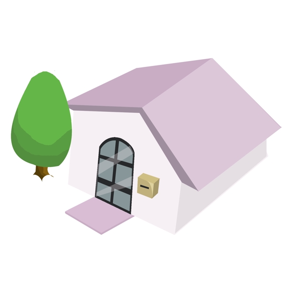 2.5D建筑紫色房屋插画