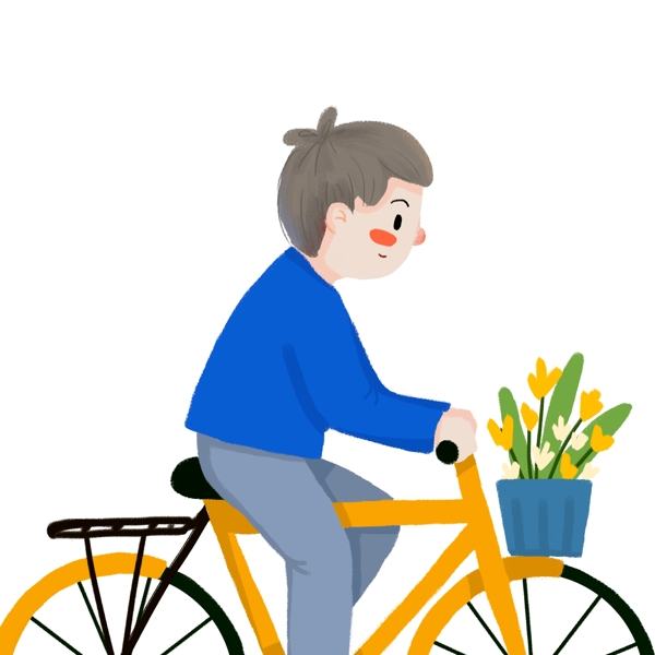 卡通骑自行车车的男子
