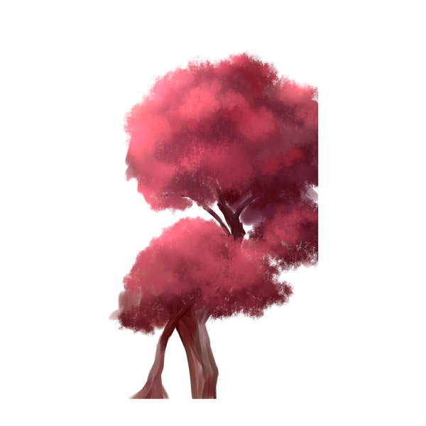 手绘樱花树设计元素