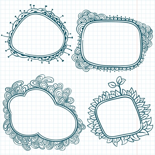 手绘花纹边框矢量图
