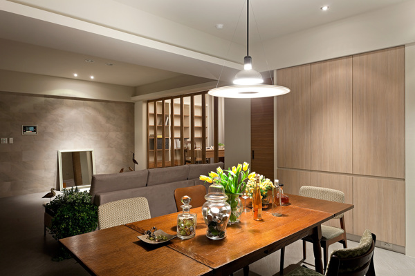 现代时尚客厅木制餐桌室内装修JPEG图
