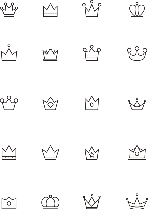 皇冠icon图标黑白线性荣誉元素可商用