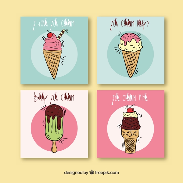 四神奇卡手绘的冰淇淋