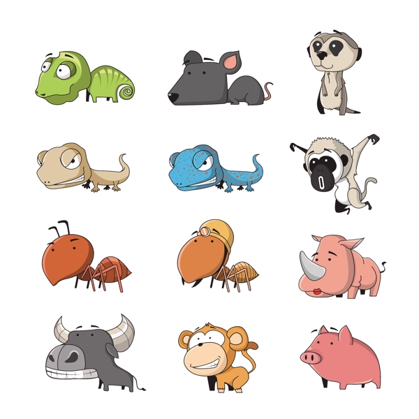 各种动物可爱卡通图