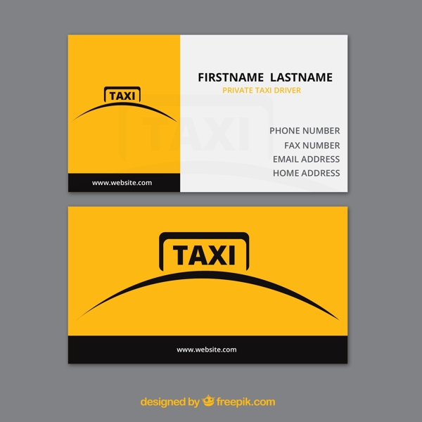 简单的黄色出租车名片