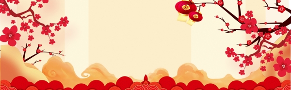 复古喜庆传统节日猪年banner背景