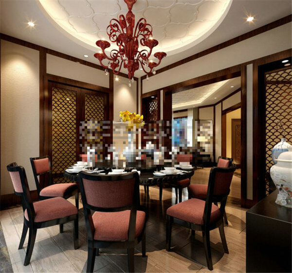 中式餐厅模型室内设计