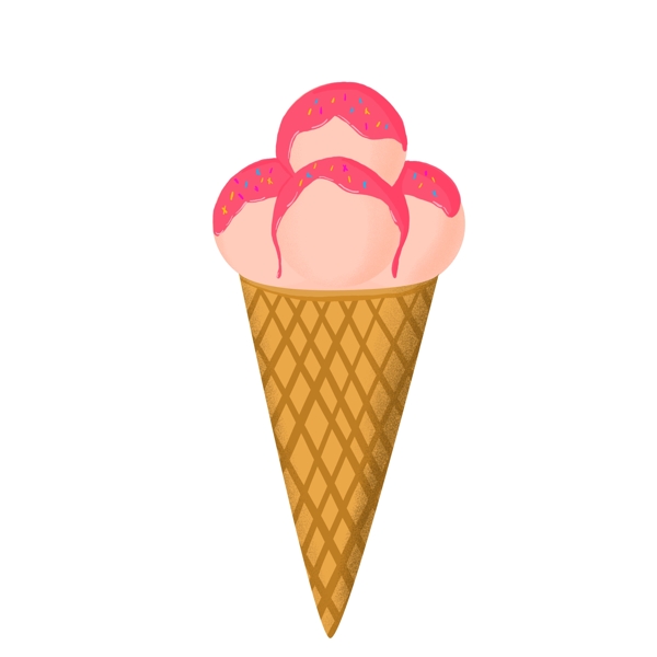 原创手绘草莓冰淇淋