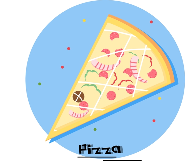 矢量卡通简约食物美食甜品披萨